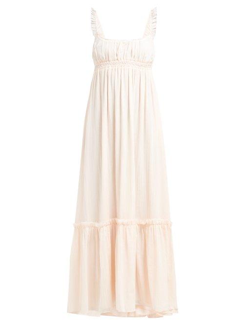 Matchesfashion.com Loup Charmant - Sonnet Gathered Organic Cotton Maxi Dress - Womens - Pink
