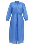 Matchesfashion.com Three Graces London - Julienne Ramie Shirt Dress - Womens - Blue