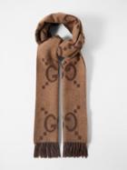 Gucci - Gg-jacquard Cashmere Scarf - Womens - Brown Multi