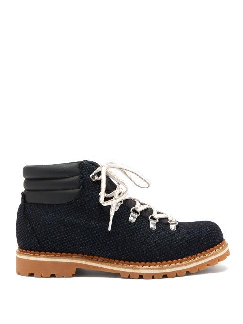 Matchesfashion.com Montelliana - Alberto Canvas And Leather Hiking Boots - Womens - Navy Multi