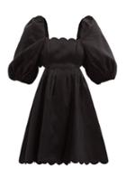 Ladies Beachwear Zimmermann - Mae Scalloped Cutout Linen Mini Dress - Womens - Black