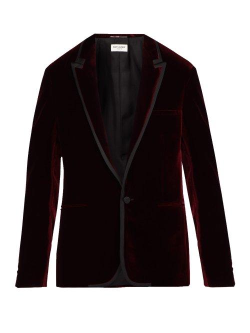 Matchesfashion.com Saint Laurent - Satin Trimmed Velvet Jacket - Mens - Red