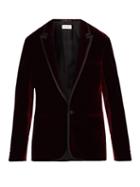 Matchesfashion.com Saint Laurent - Satin Trimmed Velvet Jacket - Mens - Red
