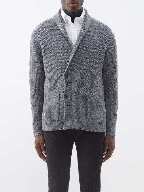 Thom Sweeney - Double-breasted Wool-blend Cardigan - Mens - Grey