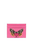 Matchesfashion.com Dolce & Gabbana - Butterfly Print Leather Cardholder - Womens - Pink Multi