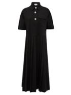 Matchesfashion.com Ganni - Crystal-button Jersey Midi Shirt Dress - Womens - Black