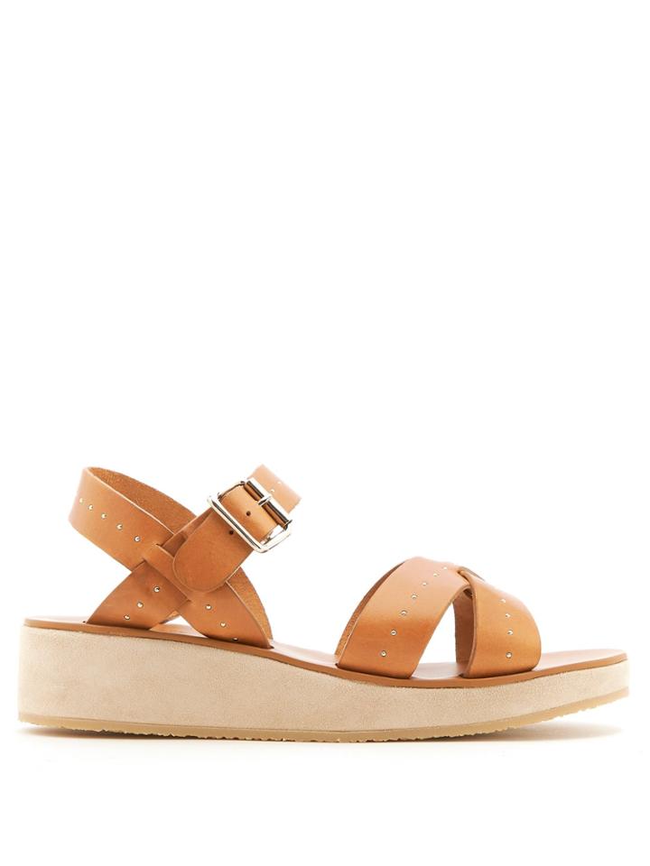 A.p.c. Odette Stud-embellished Leather Flatform Sandals