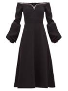 Matchesfashion.com Self-portrait - Crystal Embellished Off The Shoulder Cady Dress - Womens - Black