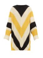 Matchesfashion.com Loewe - Oversized Chevron-stripe Wool Sweater - Mens - Black Yellow