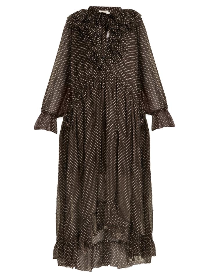 Zimmermann Painted Heart Ruffle Polka Dot-print Silk Dress