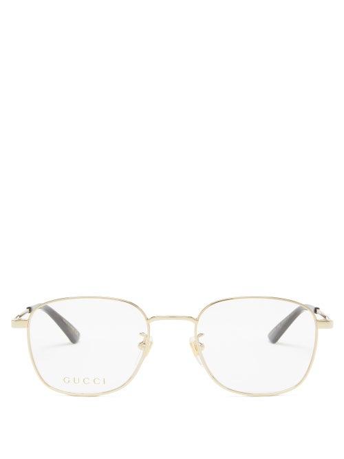 Matchesfashion.com Gucci - Bee-tip Square Metal Glasses - Mens - Gold