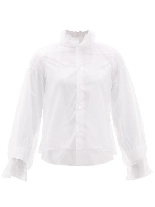 Matchesfashion.com Noir Kei Ninomiya - Organza Overlay Cotton Shirt - Womens - White