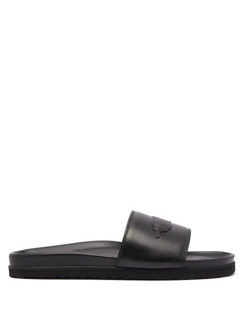 Matchesfashion.com Buscemi - Piuma Leather Slides - Mens - Black
