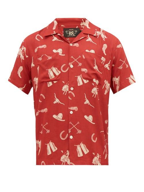 Matchesfashion.com Rrl - Western Print Short Sleeved Shirt - Mens - Red Multi