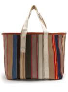 Maison Margiela Striped Canvas Leather-trimmed Tote Bag