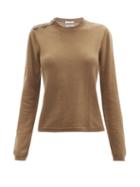 Matchesfashion.com Ganni - Crystal-button Cashmere Sweater - Womens - Camel