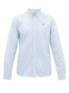 Matchesfashion.com Maison Kitsun - Fox Embroidered Cotton Oxford Shirt - Mens - Light Blue
