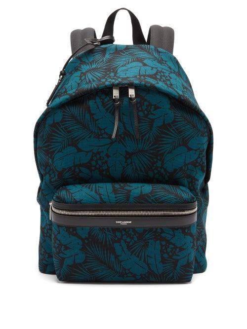 Matchesfashion.com Saint Laurent - City Leaf-print Canvas Backpack - Mens - Multi