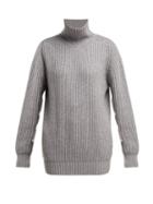 Matchesfashion.com Hillier Bartley - Chunky High Neck Cashmere Sweater - Womens - Grey