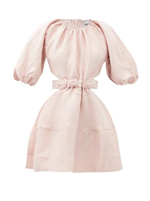Ladies Rtw Aje - Psychedelia Cutout Linen-blend Mini Dress - Womens - Light Pink