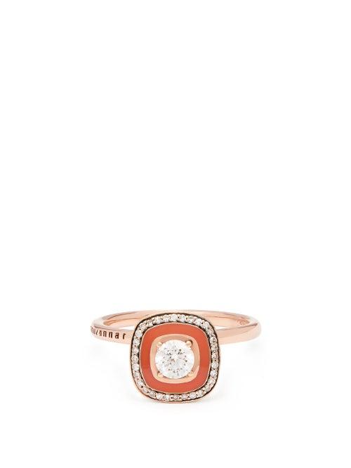 Matchesfashion.com Selim Mouzannar - Diamond & 18kt Rose-gold Ring - Womens - Orange
