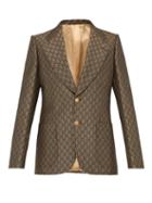 Matchesfashion.com Gucci - Gg Monogram Single Breasted Suit Jacket - Mens - Beige