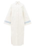 Matchesfashion.com Jil Sander - Striped Cuff Cotton Blend Poplin Shirtdress - Womens - Ivory Multi
