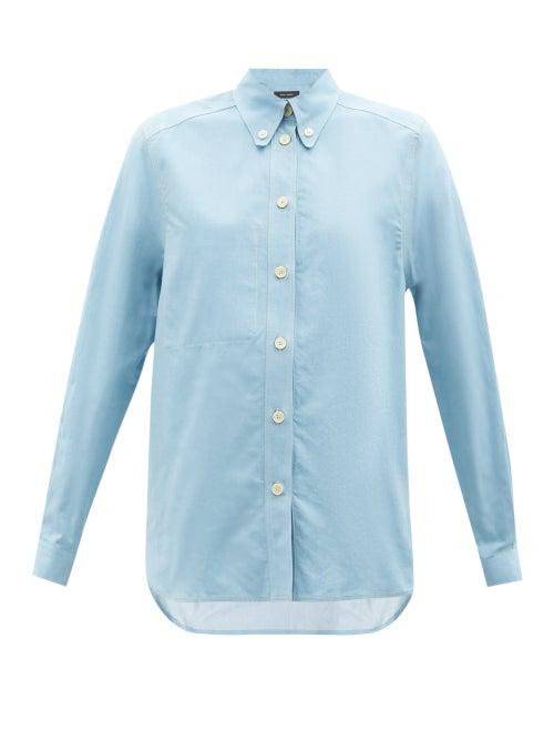 Isabel Marant - Valia Button-down Cotton-twill Shirt - Womens - Light Blue