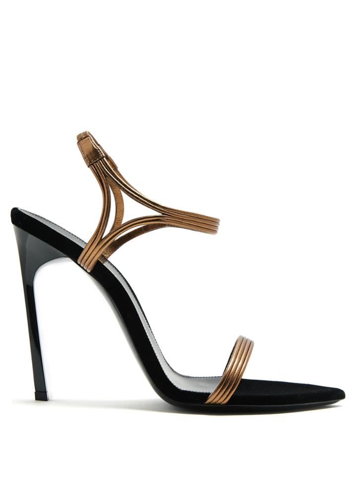 Saint Laurent Ourika & Talitha Leather-trim Velvet Sandals