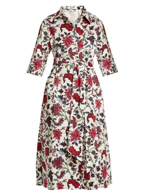 Matchesfashion.com Diane Von Furstenberg - Canton Print Stretch Cotton Dress - Womens - White Print