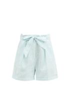Matchesfashion.com Loup Charmant - Tellin Striped Linen Shorts - Womens - Blue Stripe