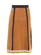 Marni - Suede And Silk-knit Midi Skirt - Womens - Light Brown