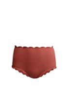 Matchesfashion.com Marysia - Santa Monica Scallop Edged Bikini Briefs - Womens - Dark Pink