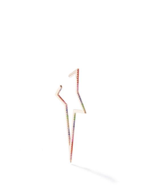Diane Kordas - Rainbow Star Sapphire & 14kt Gold Single Earring - Womens - Multi