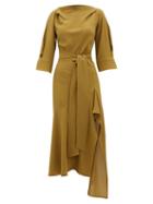 Matchesfashion.com Petar Petrov - Amee Open-back Crinkled Silk-crepe Dress - Womens - Khaki