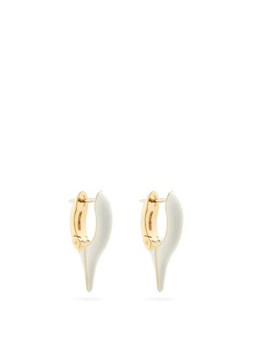 Matchesfashion.com Melissa Kaye - Lola Enamel & 18kt Gold Needle Earrings - Womens - White Multi