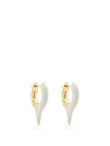 Matchesfashion.com Melissa Kaye - Lola Enamel & 18kt Gold Needle Earrings - Womens - White Multi
