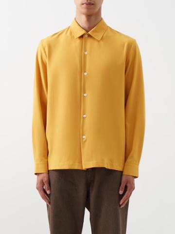 Sfr - Sense Stretch-crepe Shirt - Mens - Yellow