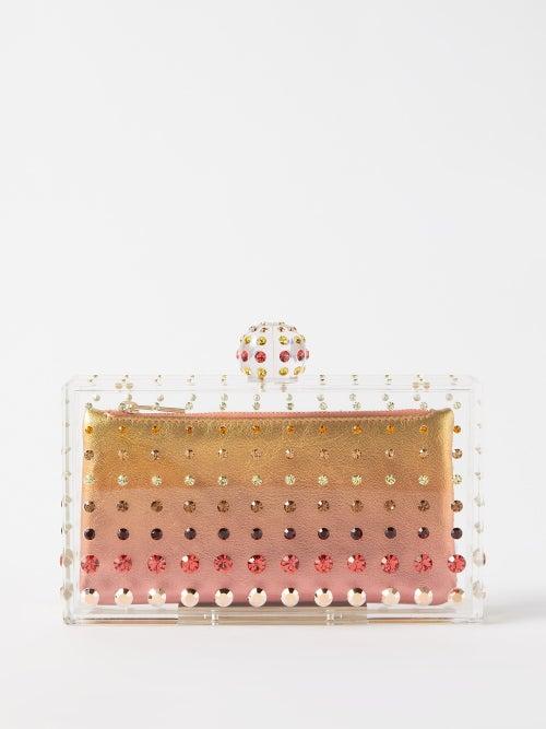 Aquazzura - Tequila Crystal-embellished Ombr Resin Clutch Bag - Womens - Pink Gold