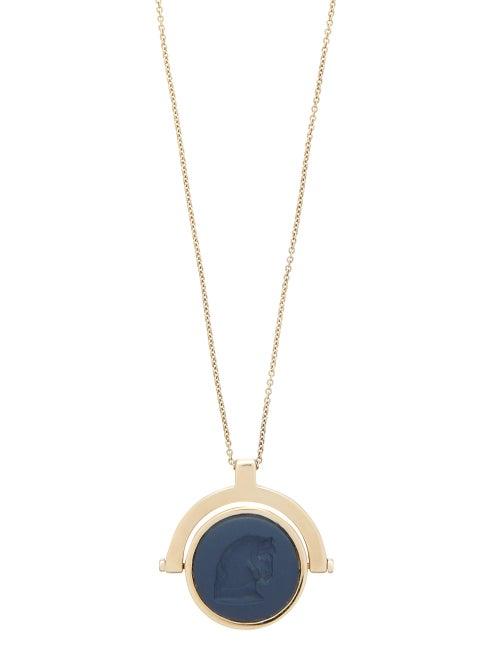 Matchesfashion.com Ferian - Wedgwood Horse Cameo Gold Necklace - Womens - Navy