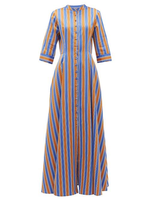 Matchesfashion.com Evi Grintela - El Bahia Striped Cotton-poplin Maxi Shirt Dress - Womens - Orange Multi