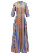Matchesfashion.com Evi Grintela - El Bahia Striped Cotton-poplin Maxi Shirt Dress - Womens - Orange Multi