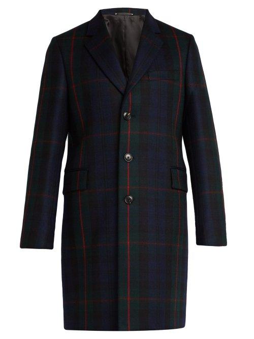 Matchesfashion.com Paul Smith - Single Breasted Check Wool And Cashmere Coat - Mens - Green Multi