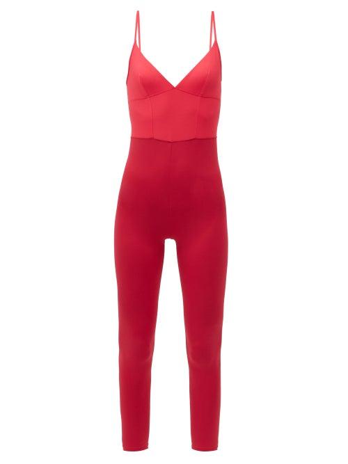 Matchesfashion.com Ernest Leoty - Ilona V-neck Jersey Jumpsuit - Womens - Pink Multi