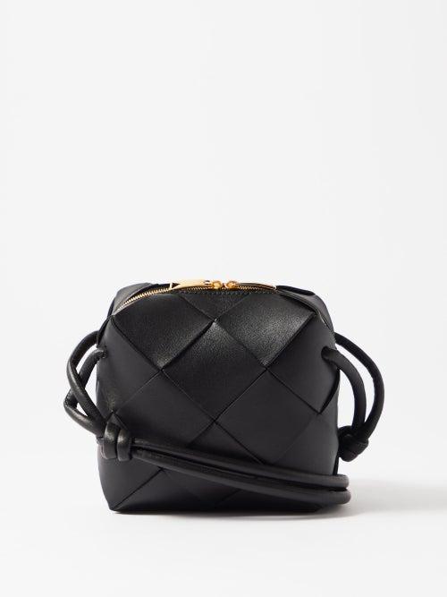 Bottega Veneta - Cassette Mini Intrecciato-leather Cross-body Bag - Womens - Black