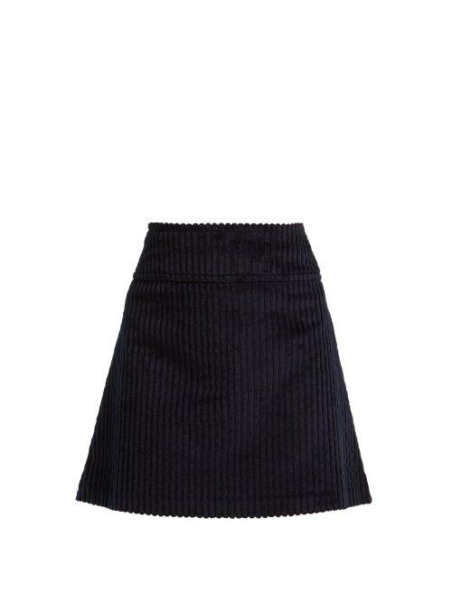 Matchesfashion.com A.p.c. - Wright Corduroy Mini Skirt - Womens - Navy