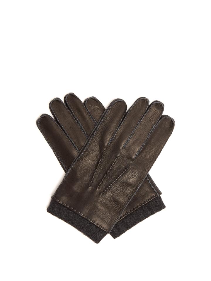 Paul Smith Contrast-cuff Leather Gloves