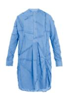 Matchesfashion.com By Walid - Long Line Patchwork Cotton Shirt - Mens - Blue