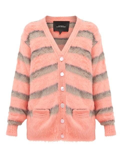 Matchesfashion.com Marc Jacobs - Striped Silk Cardigan - Womens - Pink Multi