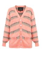 Matchesfashion.com Marc Jacobs - Striped Silk Cardigan - Womens - Pink Multi